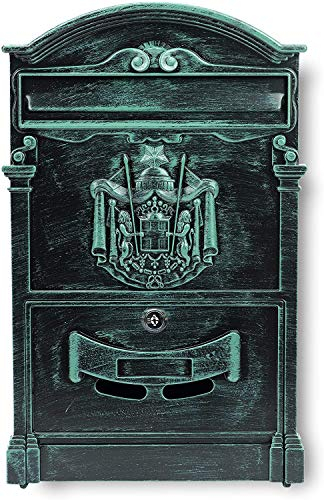 Verda Briefkasten Postkasten Retro Antik Vintage Wandbriefkasten Mailboxen Aluguss Modellwahl (SN3663-4 Antik Grün)