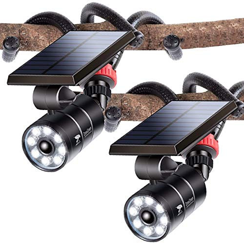 DrawGreen Solar Lights Outdoor Waterproof, 100-Week Free Refund, Camping Solar Lights with Motion Sensor Solar Flood Security Spotlights for Outside Camp Patio, Fence, Deck, Post(2Pack)