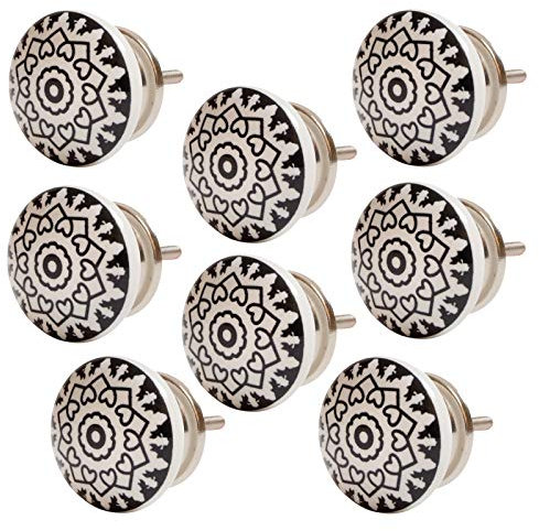 Set 8 Stück Möbelknöpf Keramik Mandala Energy Shabby-Chic Schrankknöpfe Türgriff (Knober 08 X OMT 03)
