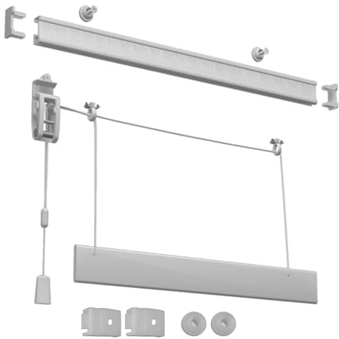 Binario Tenda a Pacchetto a Vetro 2 Calate in Alluminio con Sgancio Rapido, a Soffitto Parete o su Infisso, Bastone Binario per Tende a Pacchetto Moderne (60 CM COMANDO SINISTRO)
