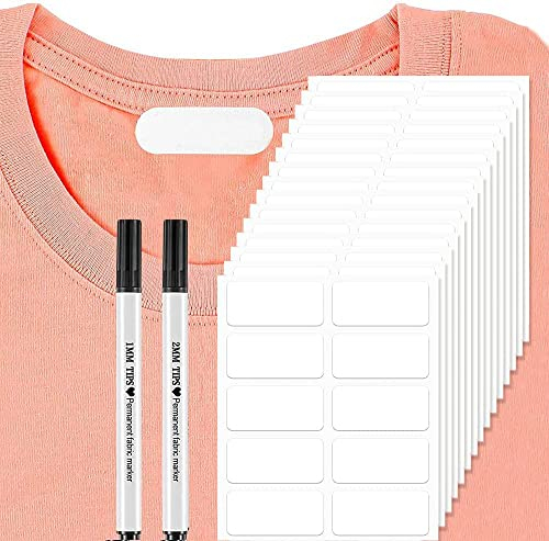 Etiquetas Autoadhesivas para Ropa - 150 Etiquetas de Tela Lavables para Niños, Sin Plancha, Con 2 Rotuladores Permanentes