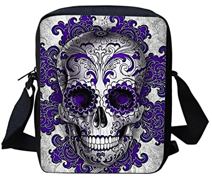 Biyejit Schultertasche, Umhängetasche, Handtasche, lässig, Reisen, Sport, Umhängetasche, Tasche, Totenkopf lila