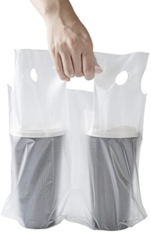 Bag Tek Clear Plastic Drink Carrier Bag - Fits 2 Cups - 12 1/2 x 3 1/4 x 11 - 100 Count Box
