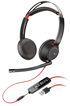 Poly Blackwire 5220 Stereo-Headset, schnurgebunden, USB-A, Mikrofon mit Noise Cancelling (Plantronics) – ganztägiger Komfort: PC/Mac oder Mobiltelefon per 3,5-mm-Anschluss – Teams, Zoom & mehr