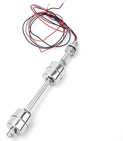 Uadme Galleggiante Elettrico Verticale, 150mm Interruttore a Galleggiante a Doppia Sfera in Acciaio Inossidabile, DC 0-110V Regolatore di Livello del Sensore di Liquido per la Piscina Acquario