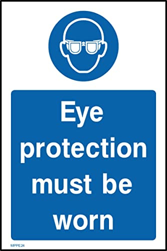 Eye Protection Must Be Worn Sign - 200mm x 300mm - Self Adhesive Sticker (MPPE24)