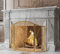Kingson 3-Panel Arched Childproof Fireplace Screen Decorative, Handcrafted Scroll Wrought Iron Fireplace Spark Guard Cover-Gold