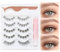 EMEDA 5 Paire Faux Cils avec Colle et Pince À ÉPiler 3 Style Multipack Kit Cils Doux Faux Cils Naturel Bande Transparente 100% Fait à La Main Recyclable False Eyelashes avec Applicateur (MIX-003)