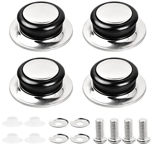 4 Piezas Mango de Tapa de Repuesto de Acero Inoxidable Pomo Para Tapadera de Sartén Perillas de Tapa de Olla con Juntas Pomo Para Tapa Cacerola Perilla de Tapa de Repuesto Pomo Olla Universal