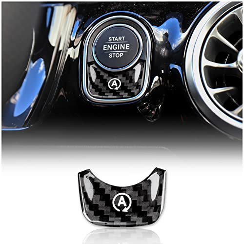 KUNGKIC Auto Motor Start Stop Taste Zündungsschalter Kohlefaser Aufkleber Dekorative Innenbereich Compatible with Mercedes Benz A Class W177 GLB X247 CLA AMG W247 Zubehör (Schwarz)