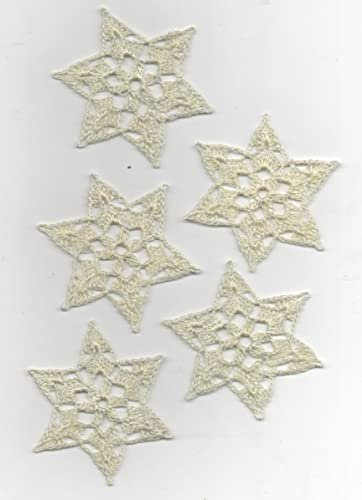 Die etwas größeren Häkelsterne-Weihnachtssterne-Baumbehang-8er Set Sterne/Schneesterne in cremefarbenem Polyestergarn