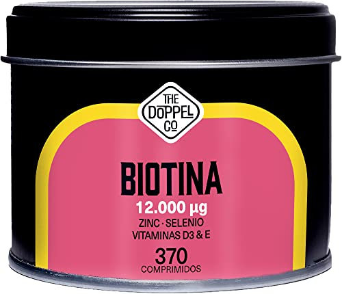 Biotina 12.000 mcg - 370 Días de Máxima Dosis para Crecimiento de Cabello - Biotin, Zinc, Selenio, Vitamina D3 y Vitamina E - Biotina para el Cabello, Piel y Uñas - Fabricada en España
