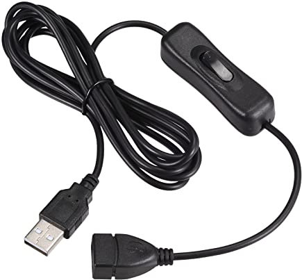 YOKIVE Câble USB avec Interrupteur Marche/Arrêt, Rallonge Mâle vers Femelle, Usure Réduite, Idéal pour Maison, Studio, Bureau (Noir, 2M / 6,56 Pieds)