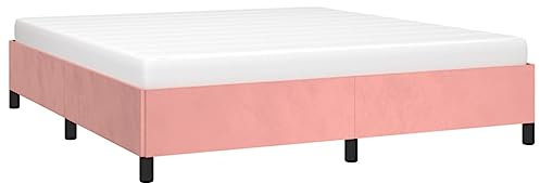 vidaXL Cadre de Lit Sommier à Lattes Lit Rembourré Cadre à Lattes Lit Double Adulte Meuble de Chambre à Coucher Rose 160x200 cm Velours