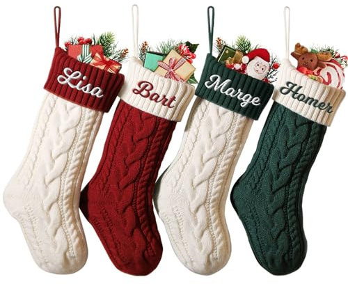 NIBESSER Calcetines Navidad Chimenea Personalizado con Nombre Botas de Navidad para Colgar Calcetines Navideños Papá Noel Christmas Stocking Idea Regalo para Decoración Navideña (Estilo A, 3 Piezas)