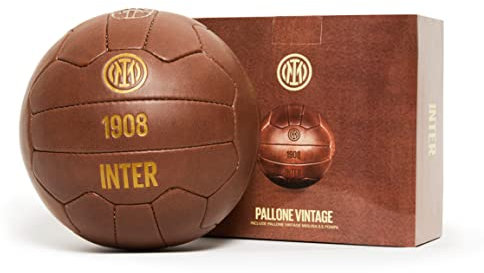 Inter - Pallone da Calcio Vintage 115 anni, Taglia 5, Inclusa Pompa ad Aria, Pallone di Alta qualità con Scritte in Oro, Adatto come Regalo o come Oggetto da Collezione, Prodotto Ufficiale