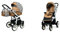 BabyLux Color Lux 2-in-1 Baby Kinderwagen Tief und Kinderwagen mit Zubehör Verstellbar und faltbar Aluminiumkonstruktion Wasserdichte Nicht abnehmbare Räder Gold And Black Houndstooth White Frame