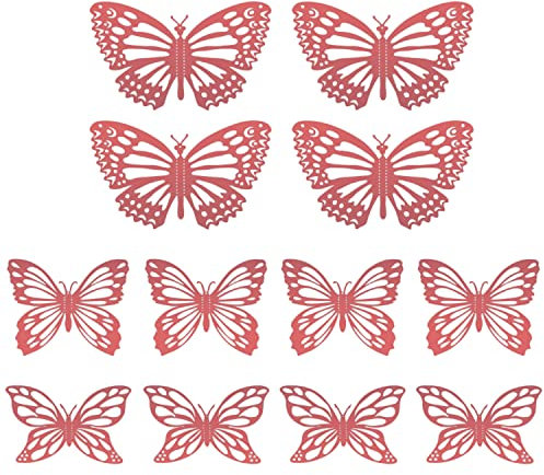 ALLY-MAGIC 3D Butterfly Cupcake Toppers 12 Pcs Butterfly Cake Decorations Mixed Size Hollow Butterfly Cake Toppers for Birthday Wedding Party Wall Decoration Y4-FZHDZS (D-Rose Gold)