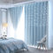 Lanqinglv Verdunkelugsvorhang Kinderzimmer Gardienen 2er Set Sterne Verdunkelung Vorhänge Blickdicht mit Ösen Mädchen Voile Farbverlauf Gardinen Blau (H 213 x B 132 cm)