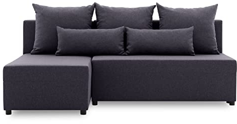 Ecksofa NOBU mit schlaffunktion - Funktionelles Design - Auswahl an Farben - Bettkasten - Rückenkissen - dekorative Kissen (LUX 06)