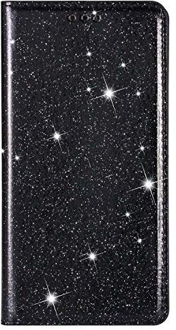 Unichthy For iPhone 11 Case All Glitter Flip Case for Women Solid Sparkly PU Leather Bling Wallet Phone Cover Card Slots Stand Magnetic Closure Shockproof Shell for iPhone 11 Black