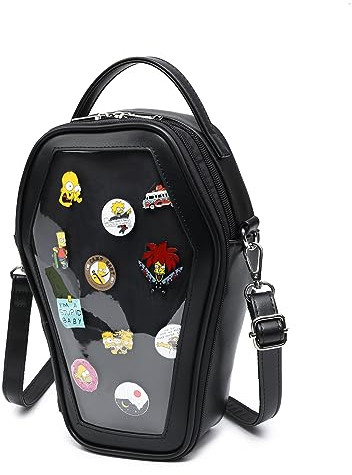 CHERRY SAUCE Ita Bag Rucksack, Gothic-Stil, Sarg-Form, modische Geldbörsen und Handtaschen, Halloween, JK Taschen, abnehmbare Kreuzgurte, A-Schwarz, Classic