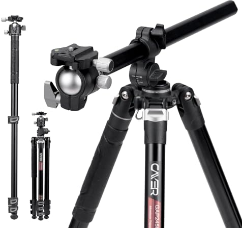 Cayer 72.5 Camera Tripod with Multi-Angle Center Column, Horizontal Tripod Monopod with Ball Head, Camera Mount Platform and Weight Bag for DSLR Camera, Camcorder Overhead Shots, 22lb Max Load
