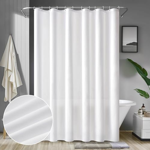 MIULEE Tenda per Doccia 180 x 200 cm Tenda da Doccia Bianco Impermeabile Resistente Alla Muffa in Lavatrice Poliestere Tenda per la Doccia con 12 Ganci