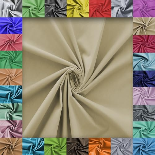 Stoff Virginia Tex, Meterware, Baumwollstoff 100%, große Breite 240 cm, Baumwollstoff 100% Oeko -Tex Standard 100 Unifarben zum Nähen (Hellbraun 09, 100 cm)