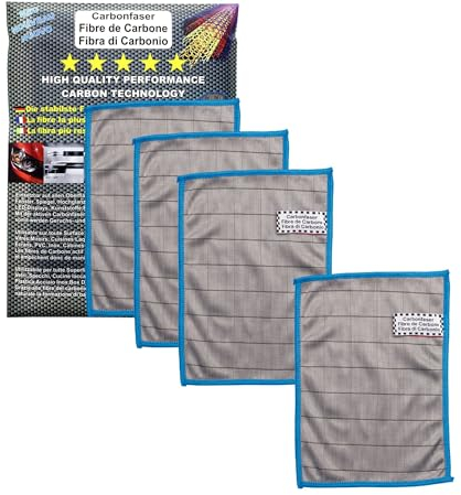 DSproducts 4X Chiffon Lunettes De Vue 410GSM-20x15cm–Lingette Lunette Microfibre de Carbone sans Trace sans Rayure Chiffon Antistatique–Essuie Lunette-Microfibre Ecran Ordinateur,Tablette,Smartphone