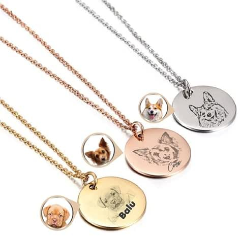 Personalisierte Tierkette mit Foto und Namen – Einzigartiges Andenken für Hunde, Katzen, Pferde und mehr in Silber, Roségold und Gold