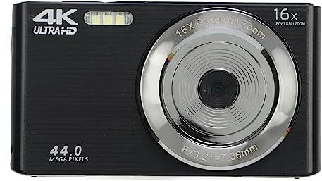 Appareil Photo Numérique, 4K 44MP, Appareil Photo Numérique Point and Shoot avec écran 2,8 Pouces, Zoom 16X, Anti-secousse, Câble USB, Lumière D'appoint Intégrée, Appareil Photo