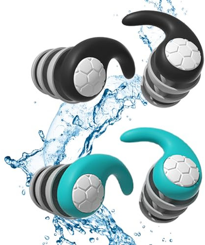 2 Pairs Waterproof Swimming Ear Plugs for Adults Reusable Soft Silicone Swim Earplugs Perfect for Surfing, Diving,Pool,Showering.