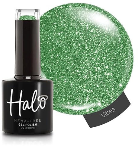Halo Gel Polish 8ml - Vibes. UV/LED Gel Nail Polish, Long Lasting & Easy To Apply. Nail Art Colours For Manicure & Pedicure. Gel Polish For Professional & Home Use.