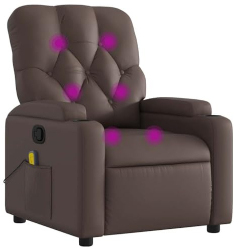vidaXL Massagesessel, Sessel Verstellbare Rückenlehne, Fernsehsessel Relaxsessel mit Vibrationsfunktion, Liegesessel Polstersessel Ruhesessel, Braun Kunstleder