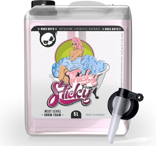 Nuke Guys Thicky Sticky - Snow Foam - pH-neutral, 5L Konzentrat - mit passendem Ausgießhahn - für Pump Sprüher, Schaumlanze, für Folien und matte Lacke geeignet, für dicken Schaum bei der Vorwäsche