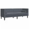 vidaXL Chesterfield Sofa mit Nackenrollen 3-Sitzer, Couch mit Armlehnen Rückenlehne Stützbeine, Polstersofa für Wohnzimmer, Couchgarnitur, Dunkelgrau Samt