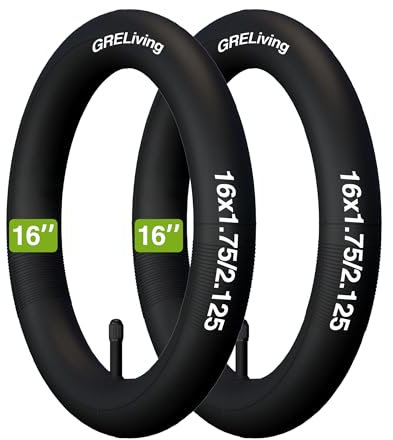 GRELiving 2er-Pack 16Zoll Schlauch 16x1.75/2.125 AV35mm Ventil kompatibel 16Zoll Fahrradschlauch/Kinderfahrrad/Elektrofahrrad E-Scooter Schlauch 16x1.75 16x1.95 16x2.0 16x2.10 16x2.125