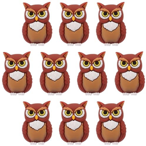 WEWAYSMILE 10 Stück 3D Silikonperlen Silikonperlen In Großpackung Tier Silikonperlen Silikon Stiftperlen Für Die Herstellung Von Schlüsselanhängern Perlenstiften Und Schmuck (Eule)
