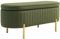 HOMCOM 72L Ovale Aufbewahrungsbank mit Hebedeckel und geschlitztem Design, Moderne Bank in Samt-Effekt-Stoff und Kiefernholz, 108x44x43,5 cm, Grün