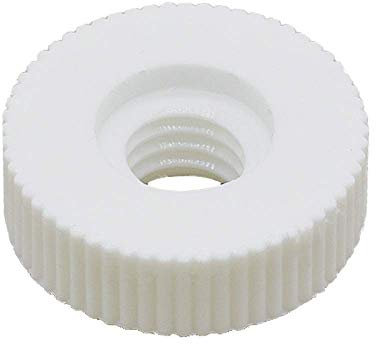 10 Stück Rändelmutter M6 Weiß Kunststoff PA 6.6 – Abstandsmutter mit Innengewinde und Steg (Ø 15 mm, Höhe 6 mm, Steghöhe 1,6 mm, Steg-Ø 10 mm)