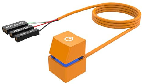 Nelsonerty 2M Computer Desktop Switch Yellow Desktop Switch with Colorful LED Lights PC Motherboard External Start Power On/Off Button for Home Office