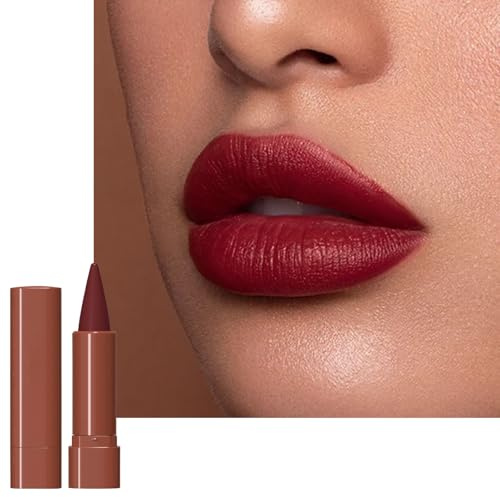 Retro Red Matte Lip Stick, Long Lasting Lipstick for Women, Hot Color Smooth Full-Coverage Moisturizing Waterproof Lip Pen, Deep Red Tinted Lip Balm Gift for Women