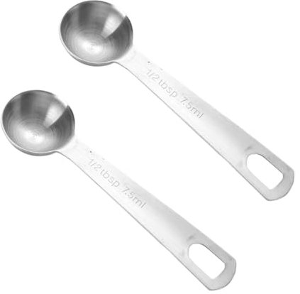2 Pcs Teaspoon Measurings Spoons, Metal Measuring Spoons, Table Spoon Measuring Scoop, Stainless Steel Tablespoons Scoops, for Ground Coffee, Loose Tea, Milk Brewin and Powder(7.5ml)