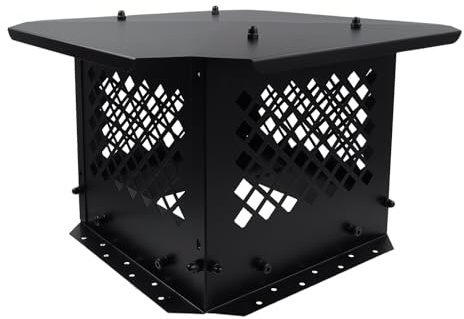 Semetall Schornsteinkappe – 25,4 x 25,4 cm quadratische Schornsteinabdeckung – Kamin-Regenkappen – Kaminkappen für den Außenbereich bestehender Tonabzug, schwarz (1 Stück)