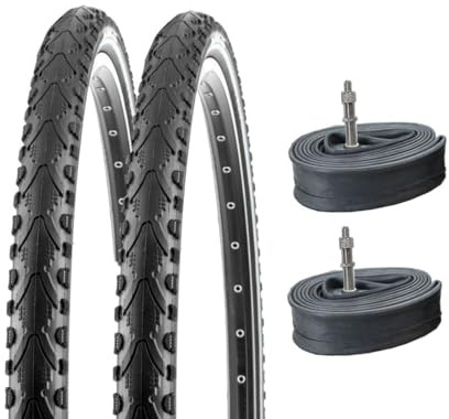 2X Fahrradreifen Set 28 Zoll Pannenschutz 700x35C 37-622 | Khan K-935, schwarz, K-Shield, mit Reflexstreifen + 2x DV Schläuche