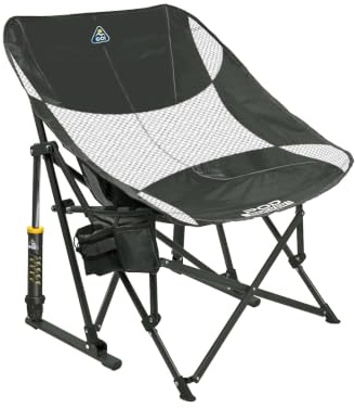 GCI Outdoor Pod Rocker Elite – Faltbarer Campingstuhl mit Schaukelfunktion | Relax-Sitzposition mit breiter Sitzschale – bis 130 kg belastbar – Klappbar, Getränke- & Handyhalter – Dark Charcoal