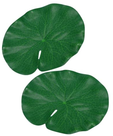 LOORGVEL Lot de 2 feuilles de nénuphar artificielles flottantes - Décoration réaliste - En EVA durable - Réutilisable - Pour aquarium, étang de jardin et bricolage - Aspect naturel - Respectueux des