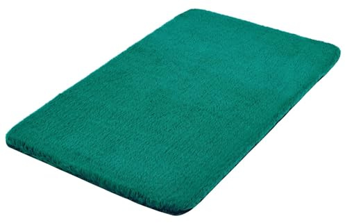 Kleine Wolke Badteppich CONY Petrol 70 x 120 cm | OEKO-TEX zertifiziert, rutschhemmende Unterseite, für Fußbodenheizung, maschinenwaschbar, 100% Polyester