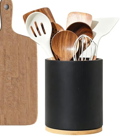 Porta utensilios – Organizador giratorio 360 grados – Porta cubiertos de cocina con soporte cuchillos | Organizador de tenedores y cuchara Argenteria contenedor